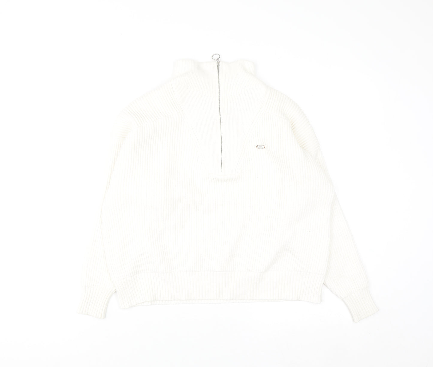 Relax & Renew Women’s Ivory Zip Ribbed High Neck Jumper Size 10