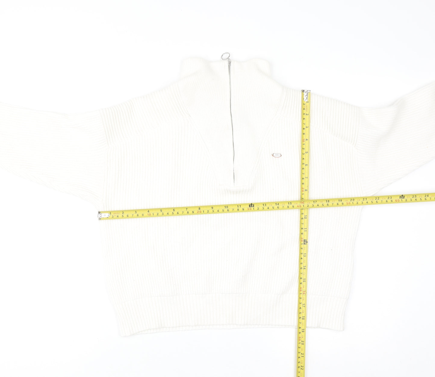 Relax & Renew Women’s Ivory Zip Ribbed High Neck Jumper Size 10