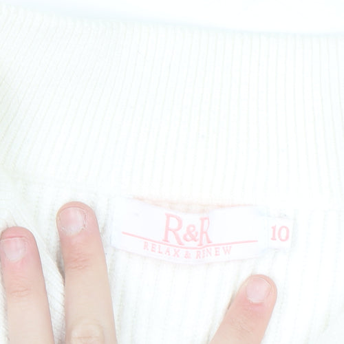 Relax & Renew Women’s Ivory Zip Ribbed High Neck Jumper Size 10