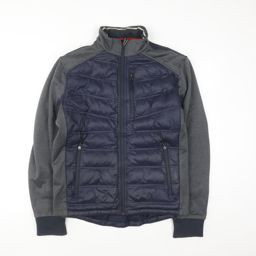 Indigo Men's Blue Puffer Softshell Jacket Medium Zip Pockets