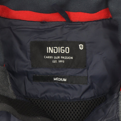 Indigo Men's Blue Puffer Softshell Jacket Medium Zip Pockets