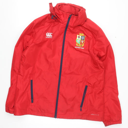 Canterbury Womens Red Hooded Rain Coat Jacket Size 16 Water Resistant
