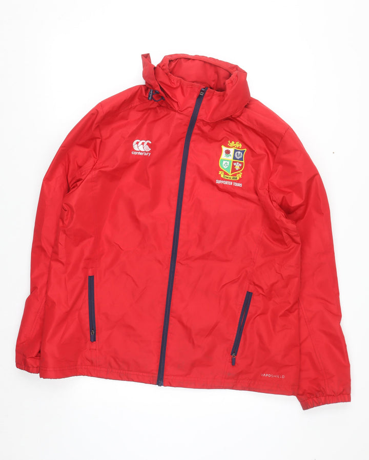 Canterbury Womens Red Hooded Rain Coat Jacket Size 16 Water Resistant