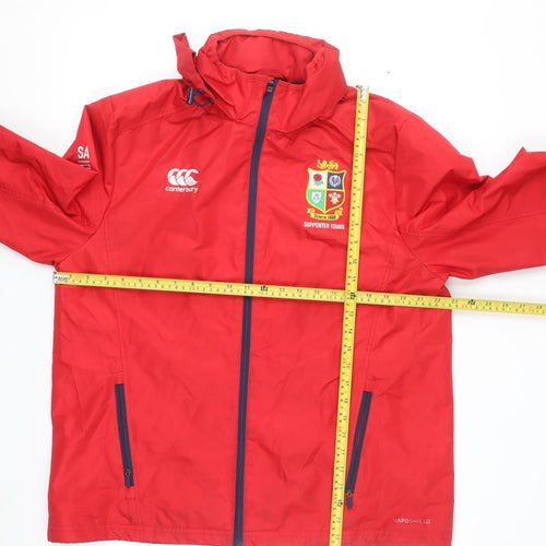 Canterbury Womens Red Hooded Rain Coat Jacket Size 16 Water Resistant