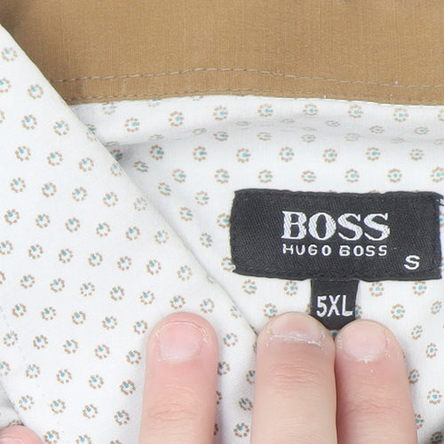 Hugo Boss Men's White Printed Long Sleeve Cotton Button-Up Shirt 5XL
