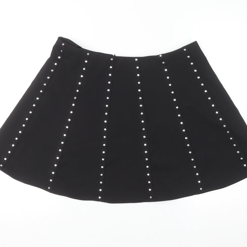 Savida Women’s Black Studded A-Line Short Skirt Size 14