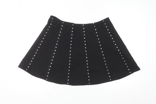 Savida Women’s Black Studded A-Line Short Skirt Size 14