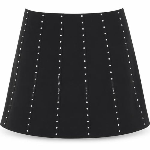 Savida Women’s Black Studded A-Line Short Skirt Size 14