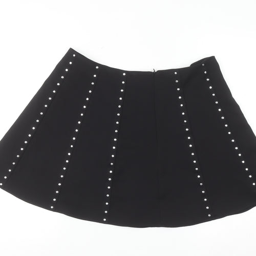 Savida Women’s Black Studded A-Line Short Skirt Size 14