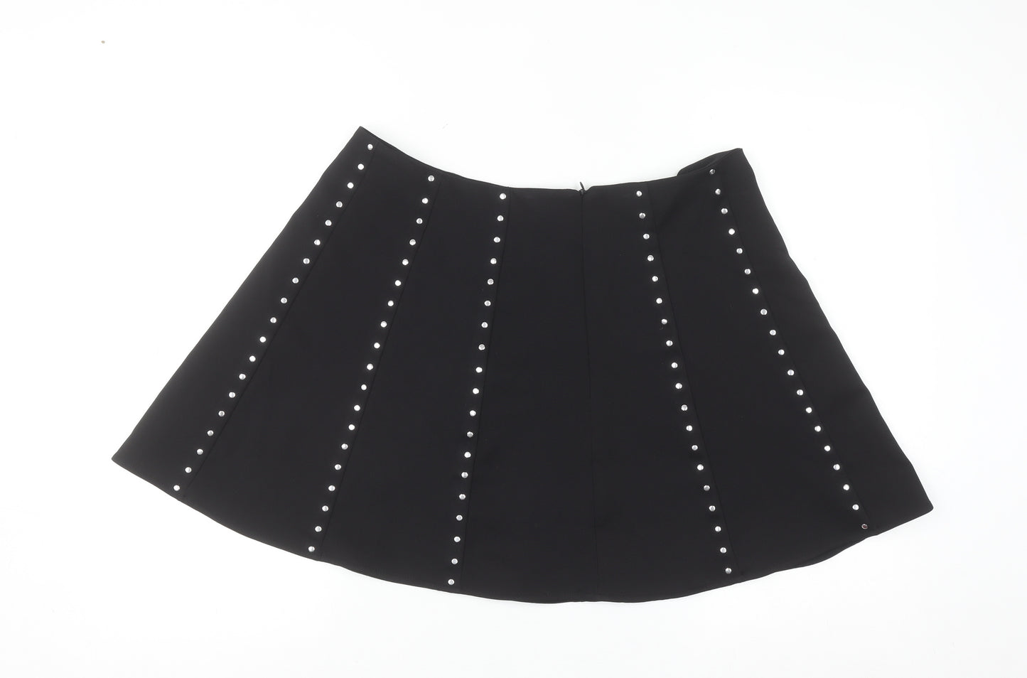 Savida Women’s Black Studded A-Line Short Skirt Size 14