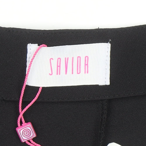 Savida Women’s Black Studded A-Line Short Skirt Size 14