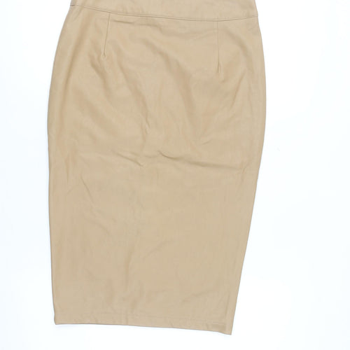 AX Paris Women’s Beige Faux Leather Pencil Skirt Size 8