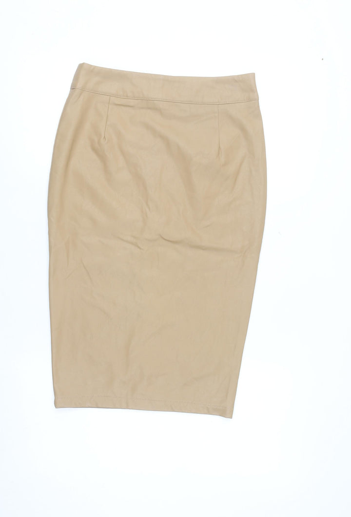 AX Paris Women’s Beige Faux Leather Pencil Skirt Size 8