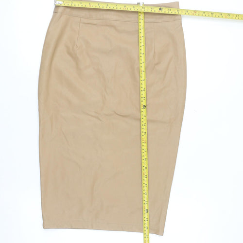 AX Paris Women’s Beige Faux Leather Pencil Skirt Size 8