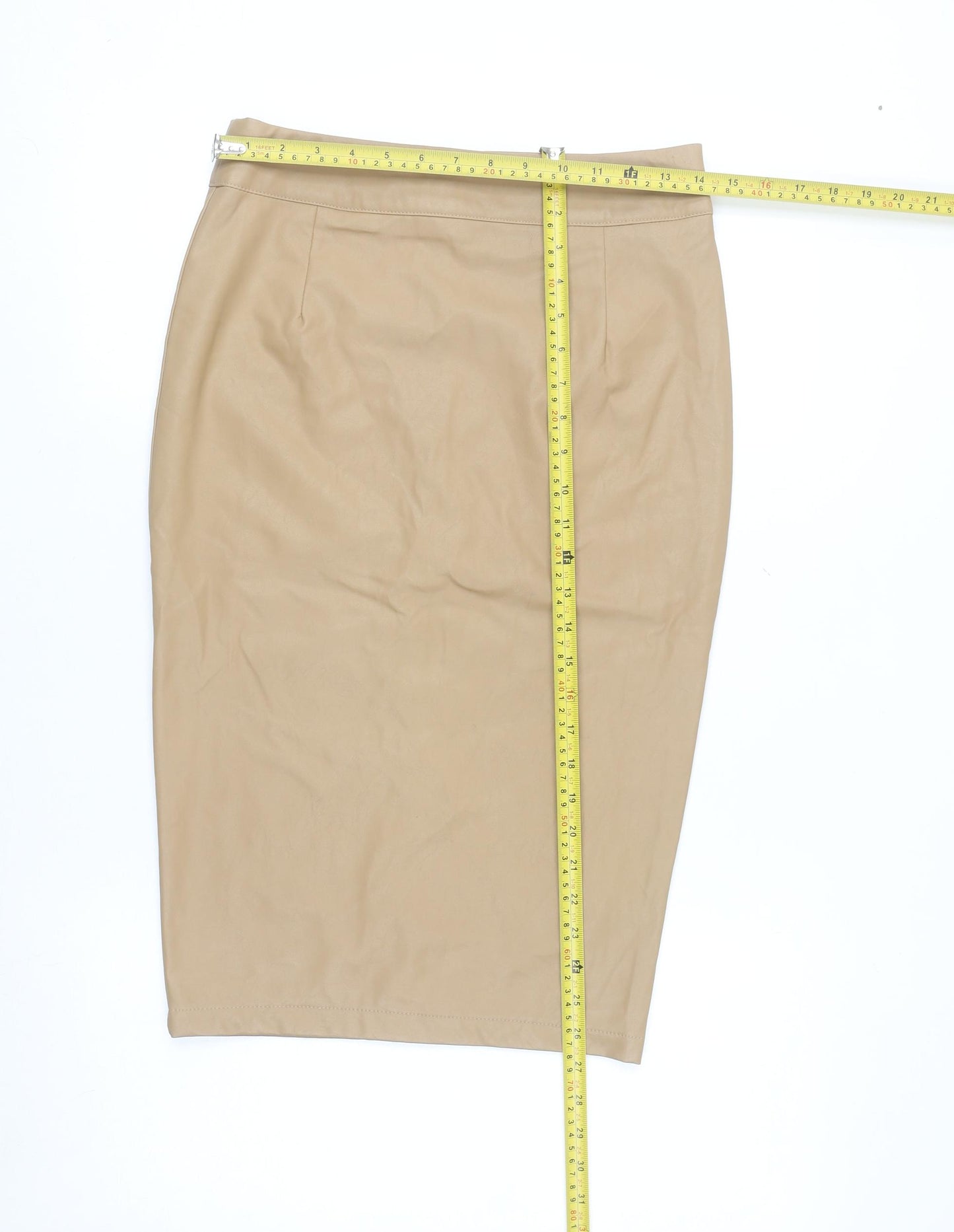 AX Paris Women’s Beige Faux Leather Pencil Skirt Size 8