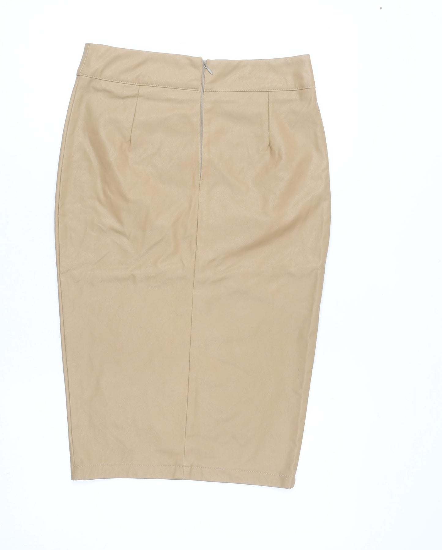 AX Paris Women’s Beige Faux Leather Pencil Skirt Size 8