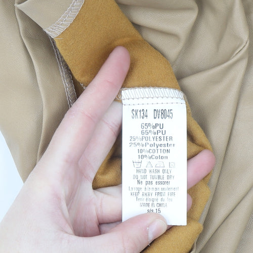 AX Paris Women’s Beige Faux Leather Pencil Skirt Size 8