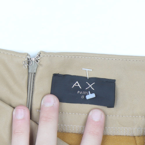 AX Paris Women’s Beige Faux Leather Pencil Skirt Size 8