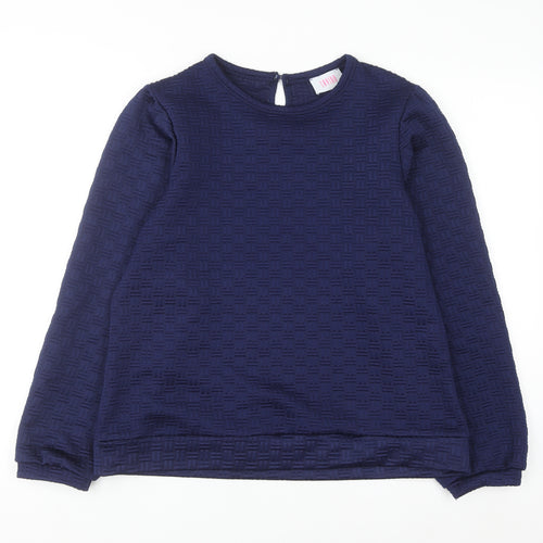 Savida Womens Navy Blue Pullover Sweatshirt Large Textured Long Sleeve
