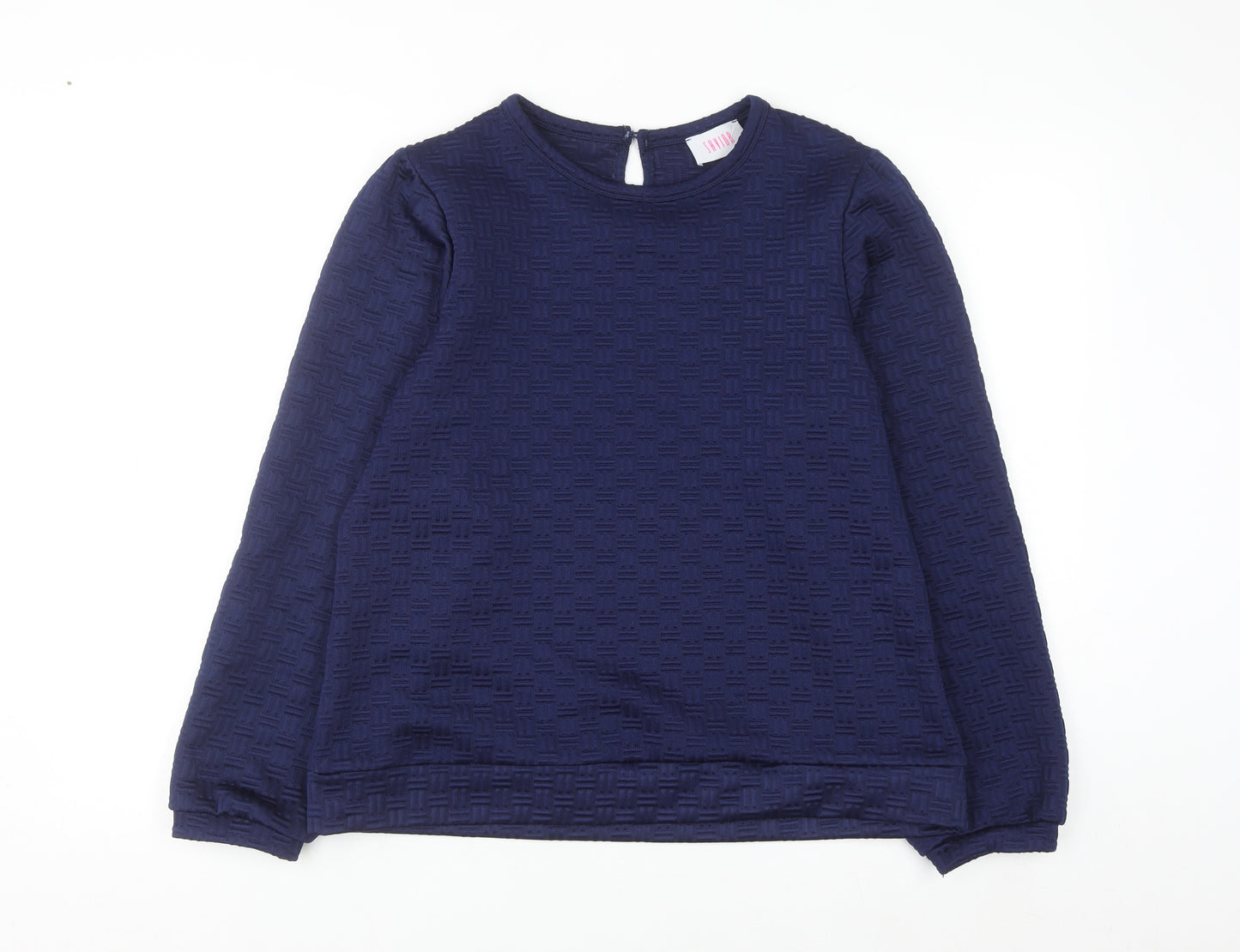 Savida Womens Navy Blue Pullover Sweatshirt Large Textured Long Sleeve