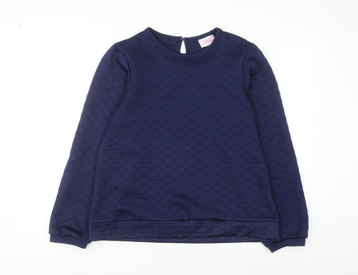 Savida Womens Navy Blue Pullover Sweatshirt Large Textured Long Sleeve