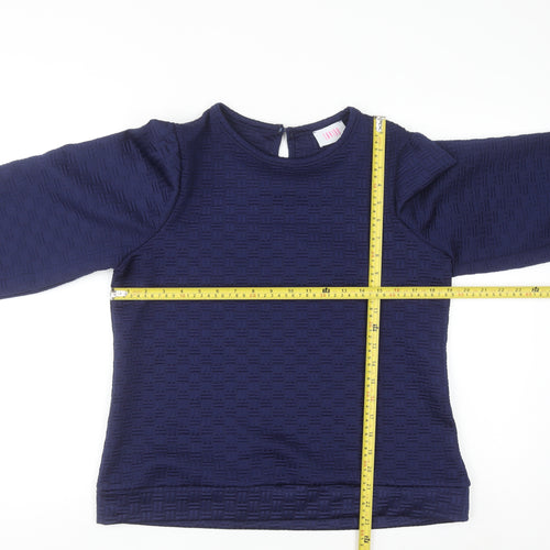 Savida Womens Navy Blue Pullover Sweatshirt Large Textured Long Sleeve