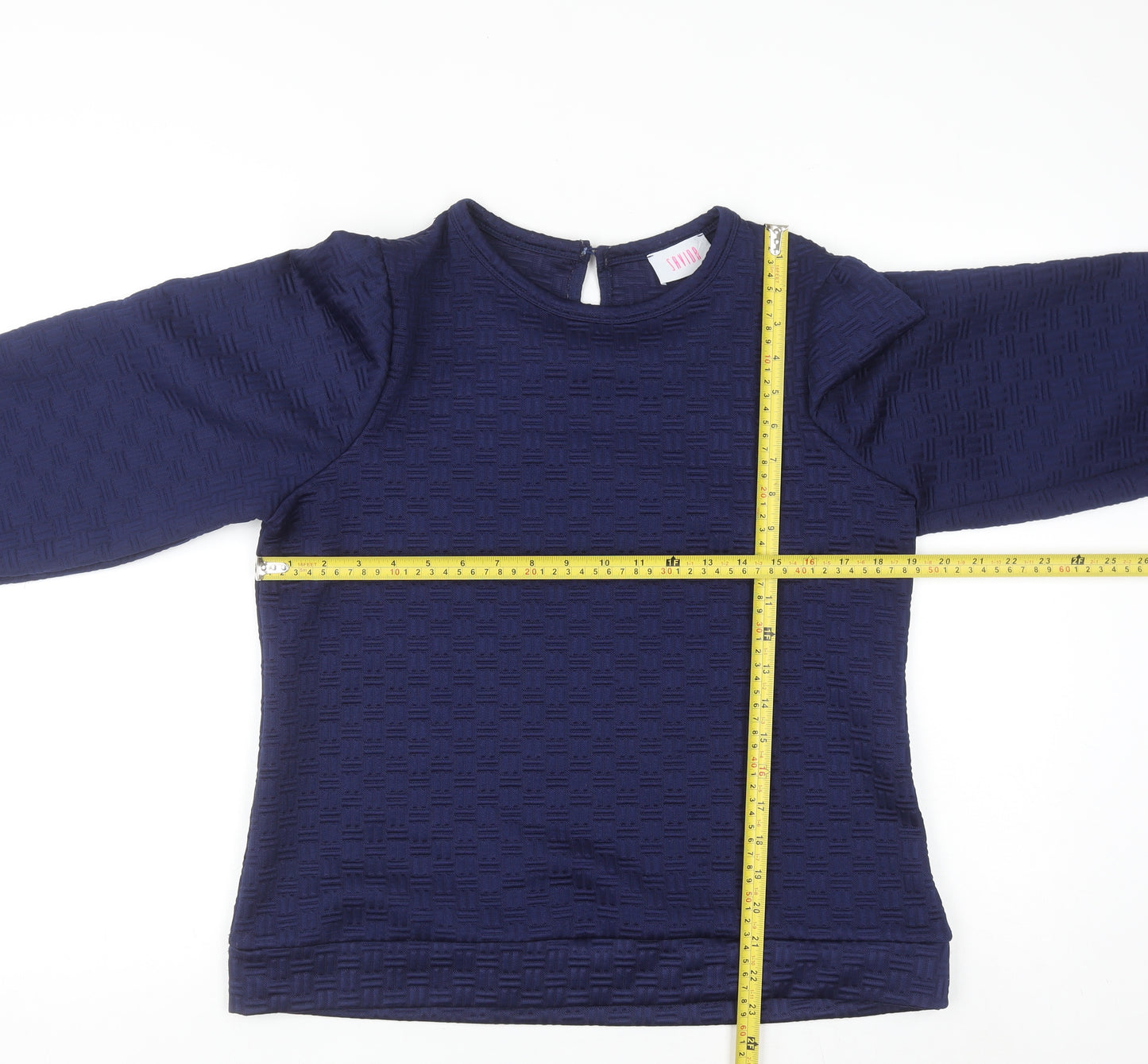 Savida Womens Navy Blue Pullover Sweatshirt Large Textured Long Sleeve