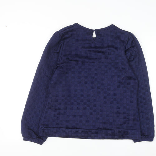 Savida Womens Navy Blue Pullover Sweatshirt Large Textured Long Sleeve