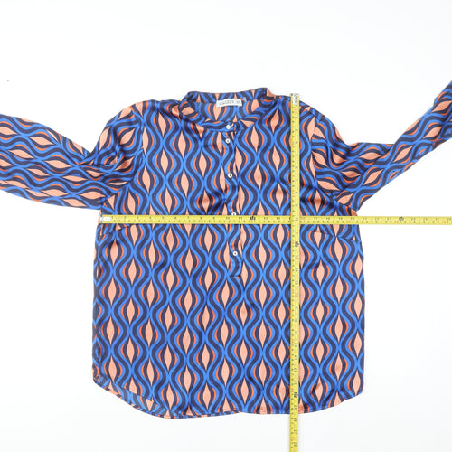 Gallery Womens Blue Geometric Long Sleeve Tunic Blouse Size 12