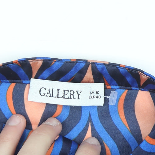Gallery Womens Blue Geometric Long Sleeve Tunic Blouse Size 12
