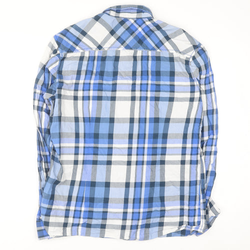 Next Men's Blue Check Slim Fit Long Sleeve Button-Up Shirt M