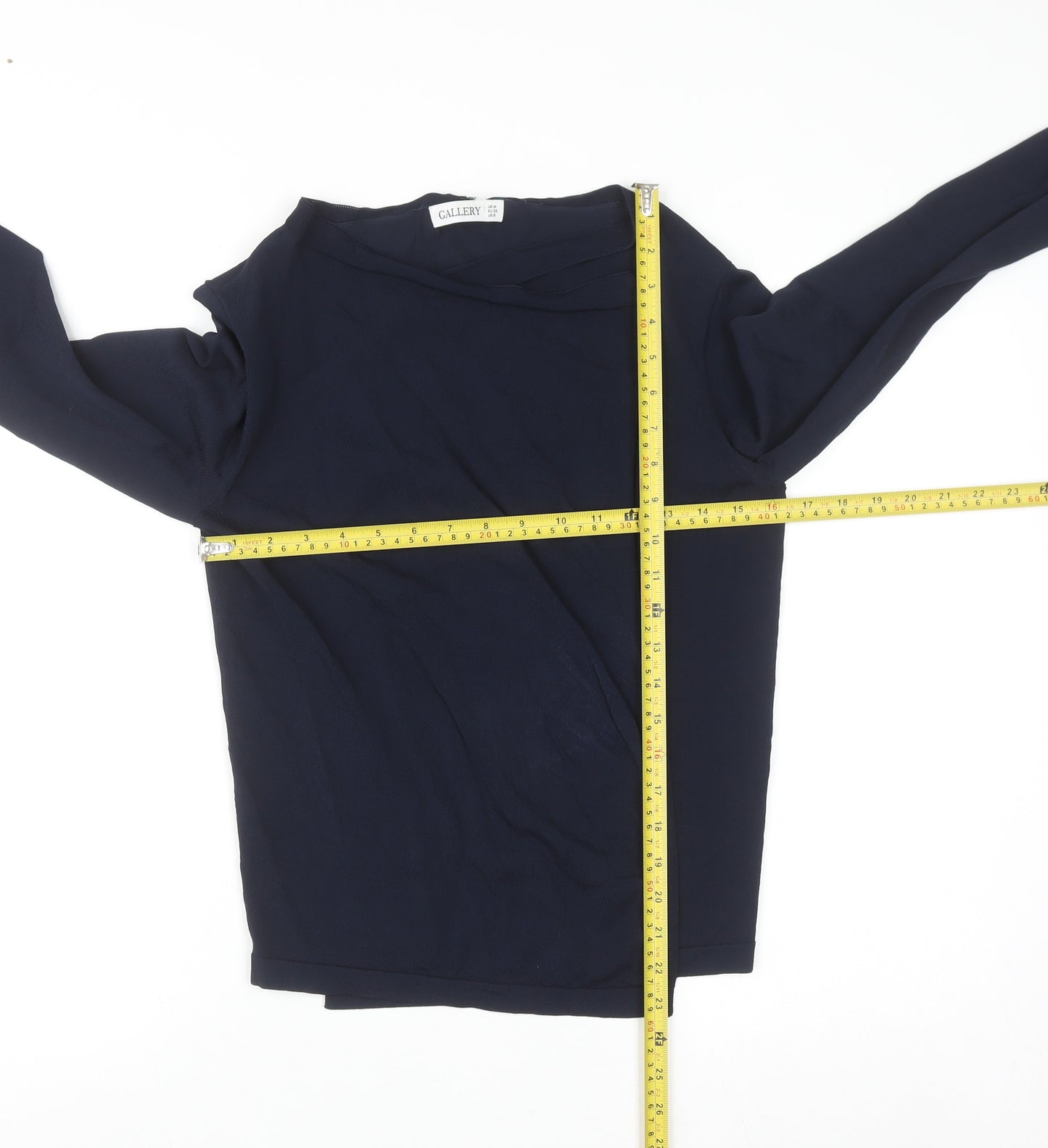 Gallery Women's Blue Boat Neck Long Sleeve Pullover Jumper Size M