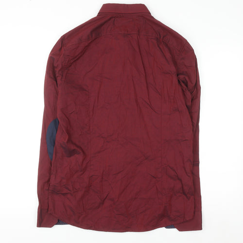 Reserved Men's Red Slim Fit Button-Up Long Sleeve Cotton Shirt M