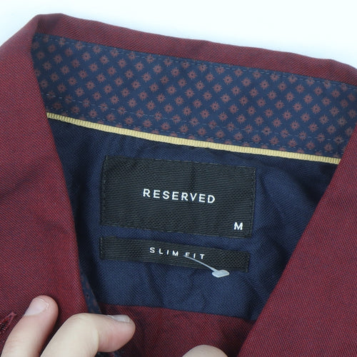 Reserved Men's Red Slim Fit Button-Up Long Sleeve Cotton Shirt M