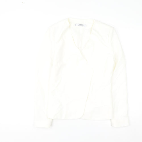 Mango Women Ivory Suit Collection Blazer XS Slim Fit Polyester Blend