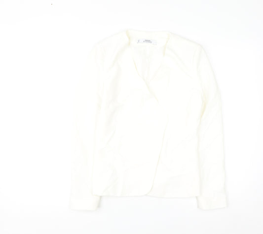 Mango Women Ivory Suit Collection Blazer XS Slim Fit Polyester Blend