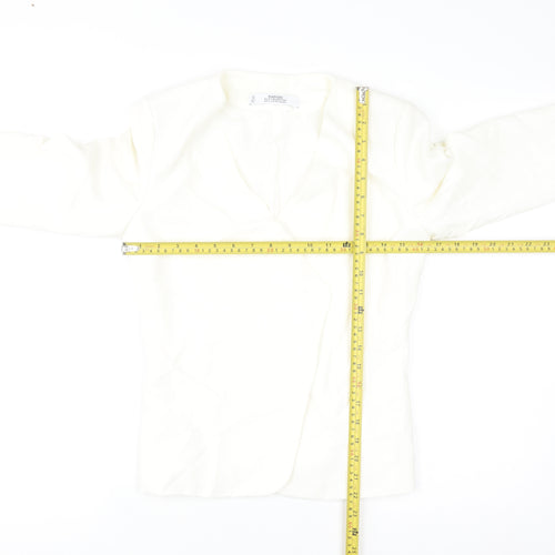 Mango Women Ivory Suit Collection Blazer XS Slim Fit Polyester Blend