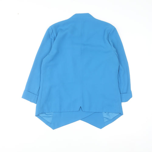 Warehouse Women Blue Regular Fit Lined Open Front Blazer UK 8