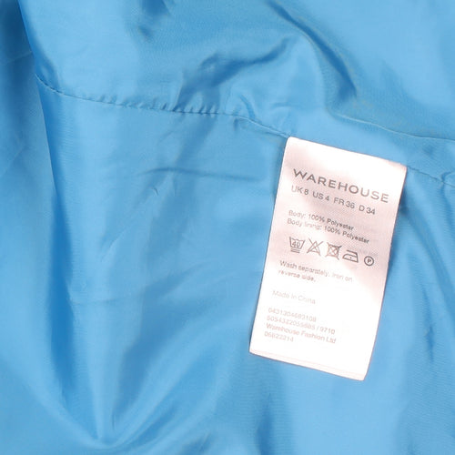 Warehouse Women Blue Regular Fit Lined Open Front Blazer UK 8
