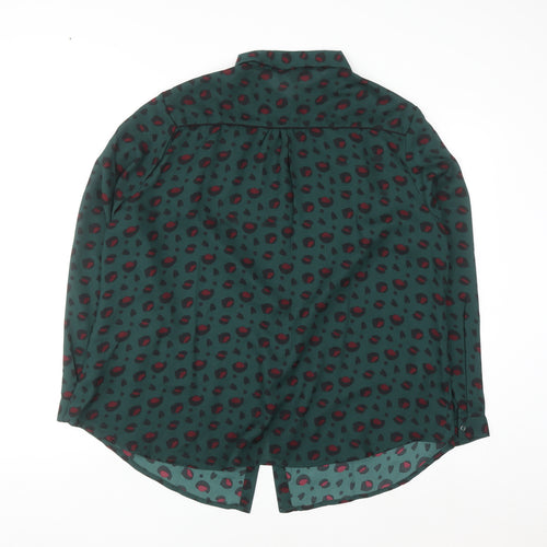 Joe Browns Womens Green Animal Print Long Sleeve Button-Up Shirt Size 20