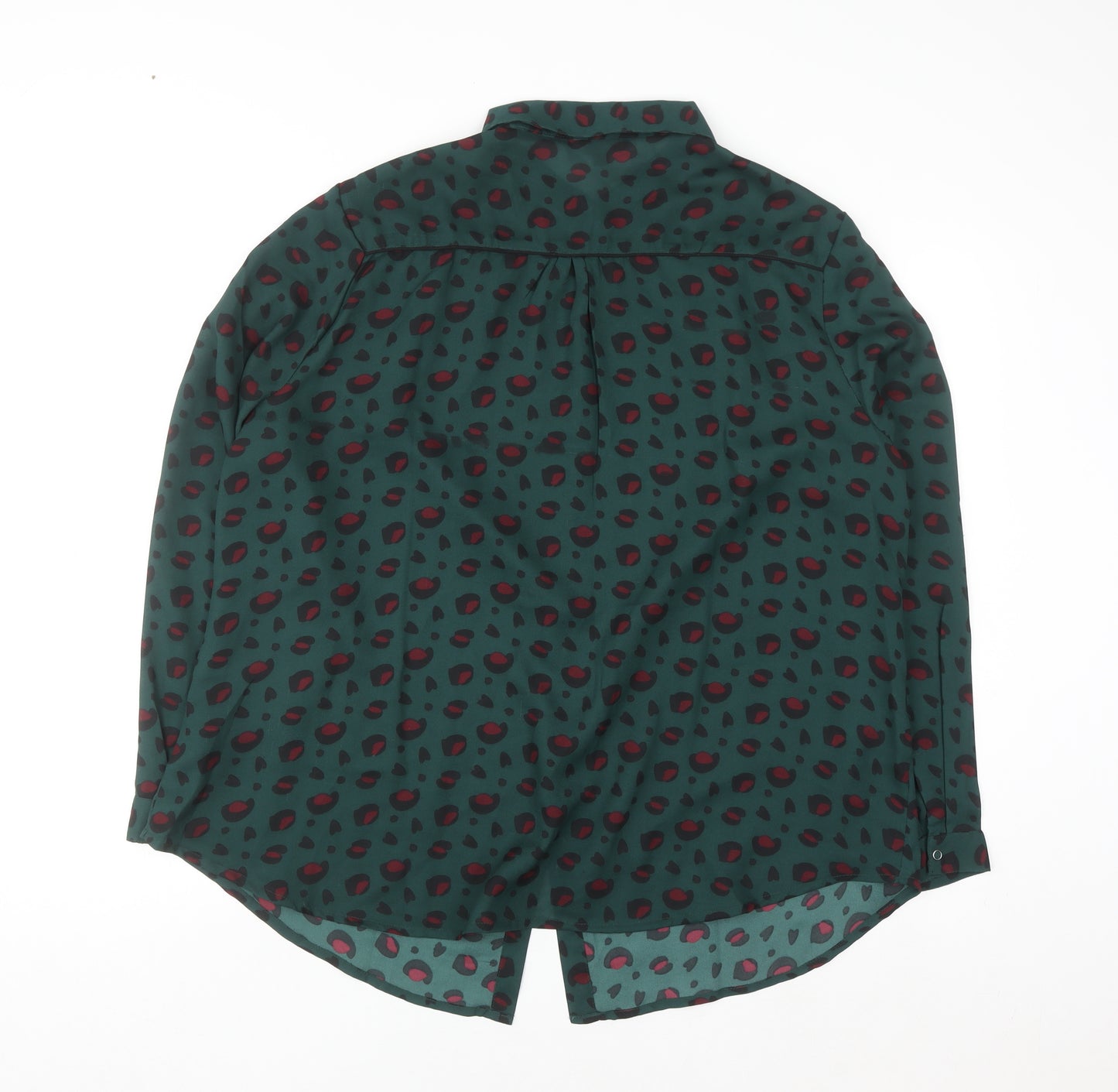 Joe Browns Womens Green Animal Print Long Sleeve Button-Up Shirt Size 20