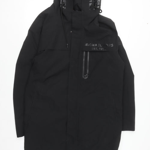 Michael Kors Men Black Hooded Waterproof Parka Coat Size M
