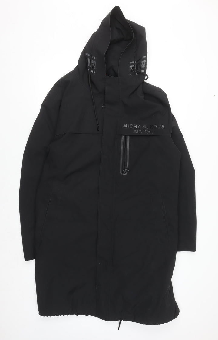 Michael Kors Men Black Hooded Waterproof Parka Coat Size M