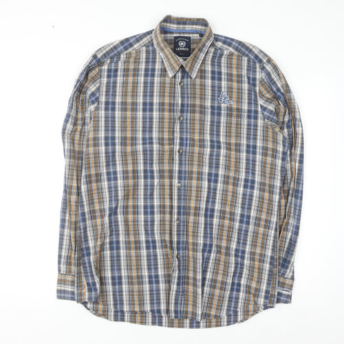Lerros Men's Blue Check Long Sleeve Cotton Button-Up Shirt Size L