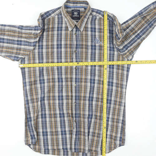 Lerros Men's Blue Check Long Sleeve Cotton Button-Up Shirt Size L