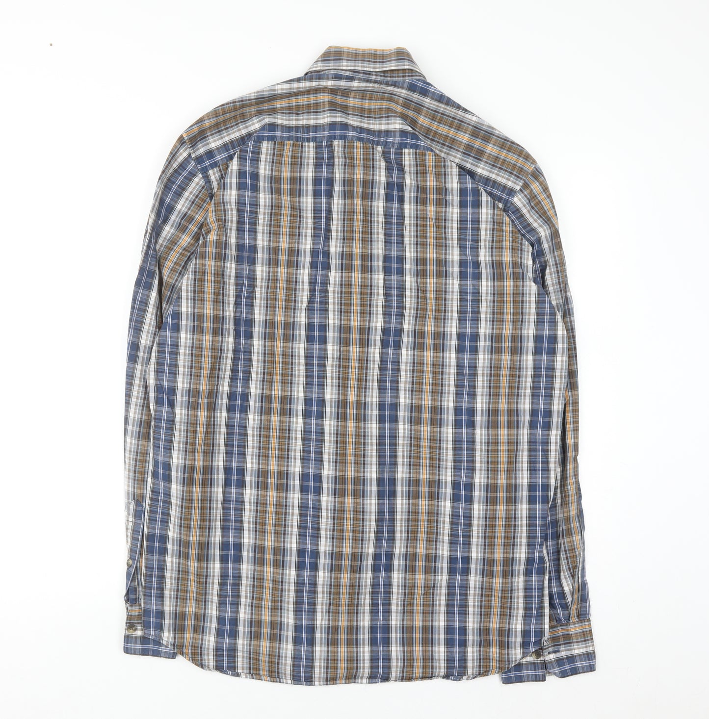 Lerros Men's Blue Check Long Sleeve Cotton Button-Up Shirt Size L