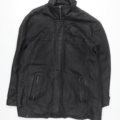 Morena Men's Black Leather Mid-Length Zip Jacket XXL