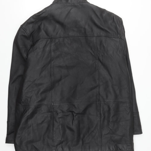Morena Men's Black Leather Mid-Length Zip Jacket XXL