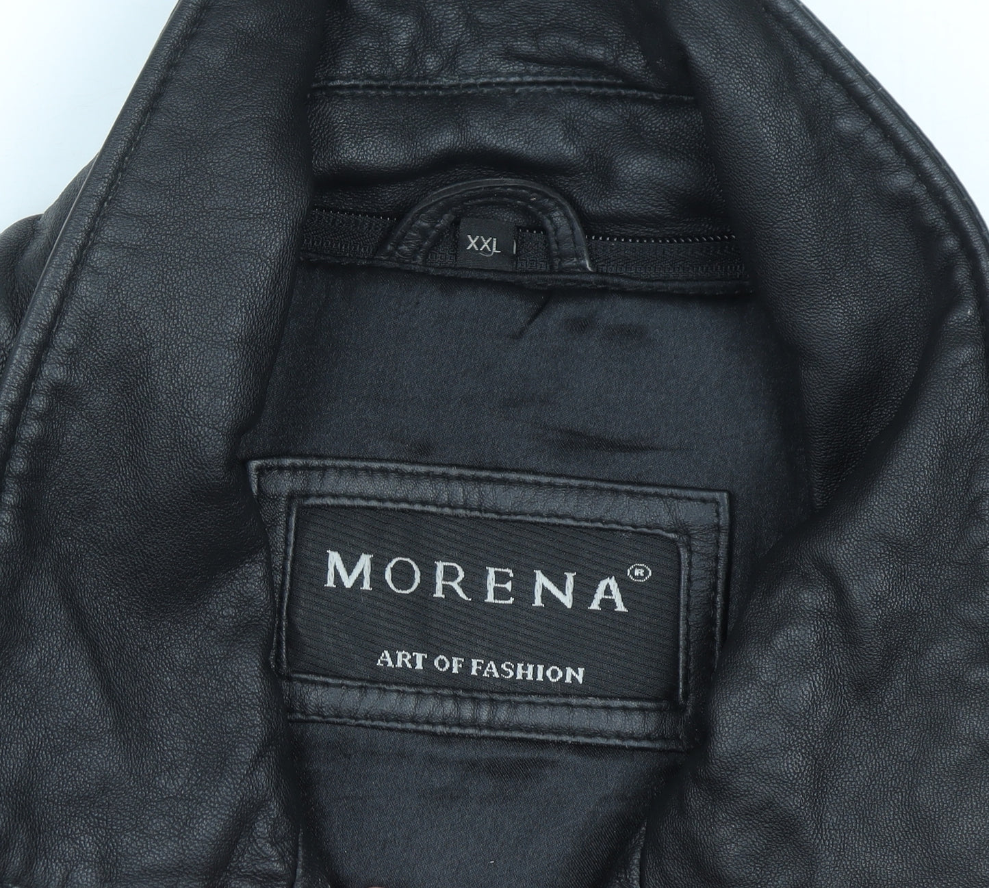 Morena Men's Black Leather Mid-Length Zip Jacket XXL