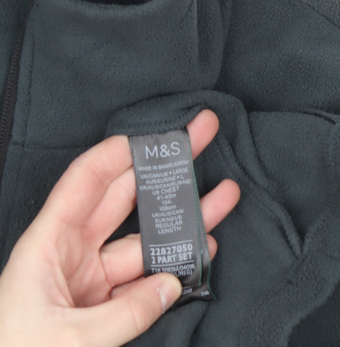 Marks and Spencer Men's Grey Fleece Full Zip Sweatshirt Size L